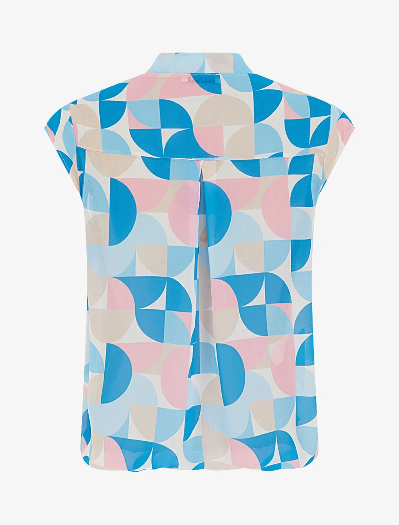 Top boule sans manches imprimé graphique - Bleu ciel