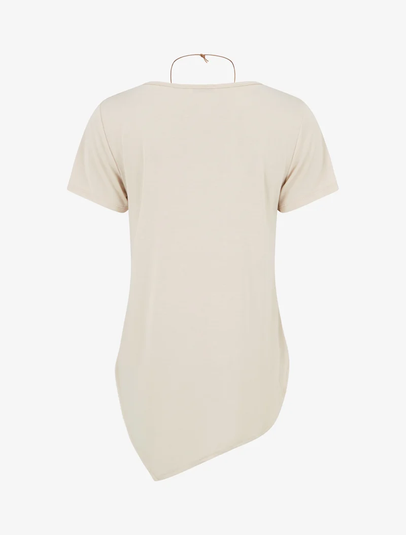 Top manches courtes à bords asymétriques - Beige