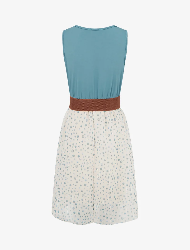 Robe coupe évasée imprimé pois fantaisies - Bleu clair