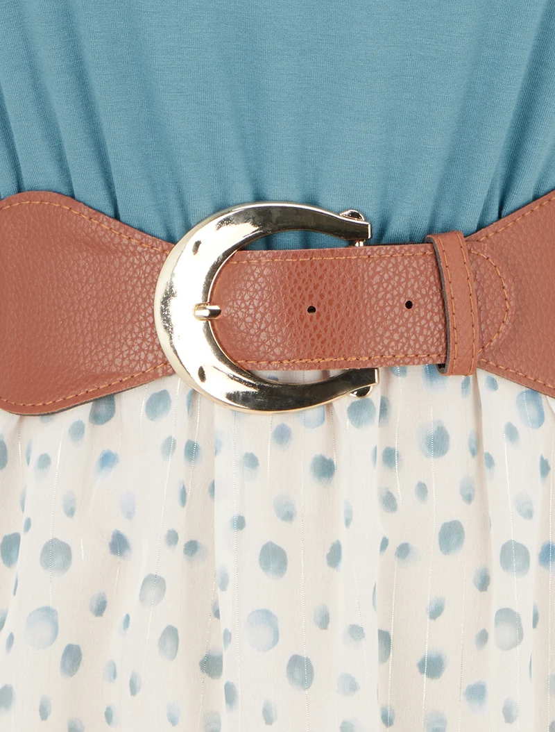 Robe coupe évasée imprimé pois fantaisies - Bleu clair