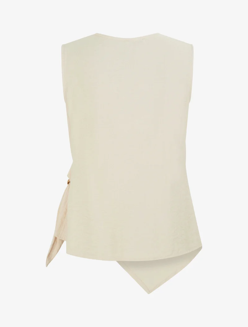 Top croisé à empiècement bijou - Beige