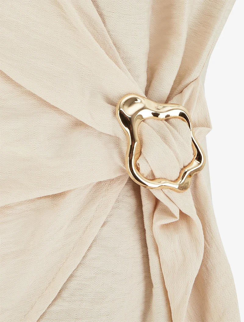 Top croisé à empiècement bijou - Beige