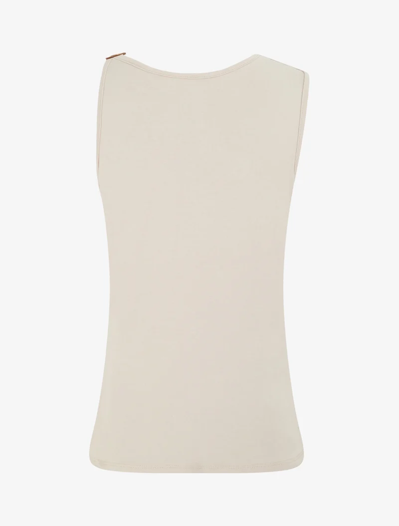Top fluide à bretelle en simili - Beige