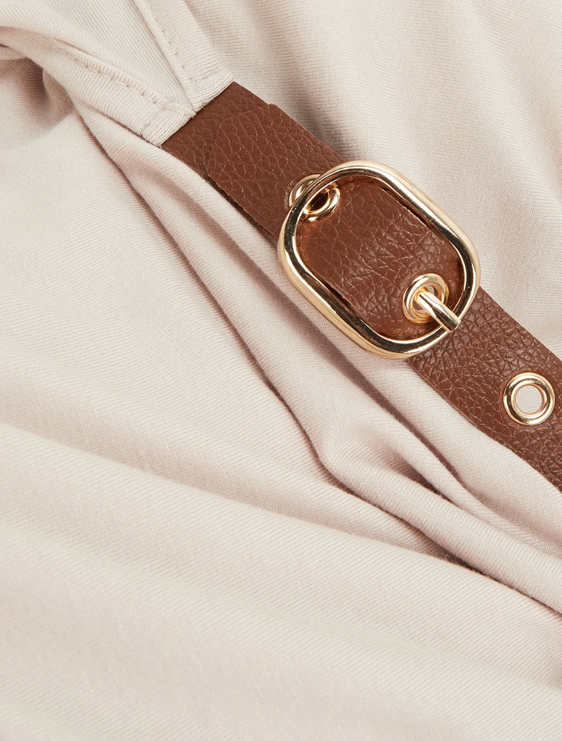 Top fluide à bretelle en simili - Beige