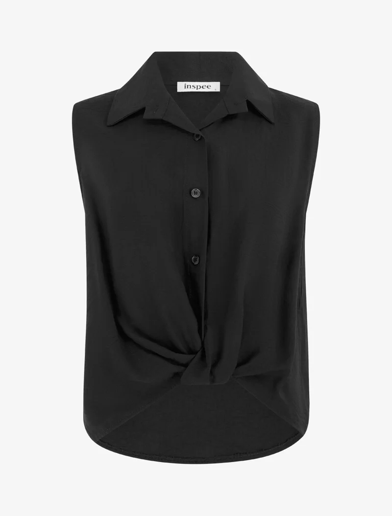 Top fluide effet noué - Noir