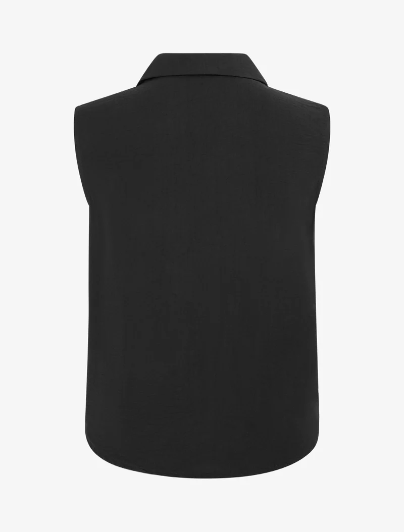 Top fluide effet noué - Noir