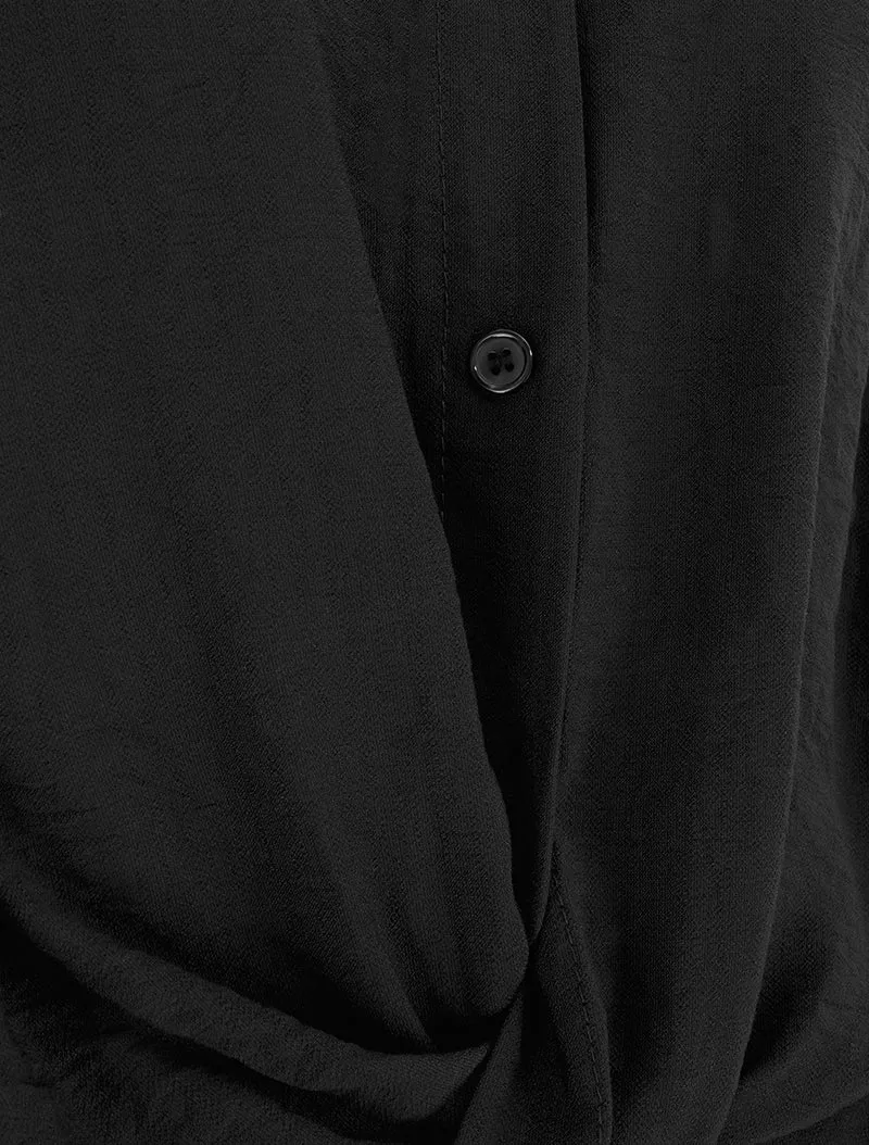 Top fluide effet noué - Noir