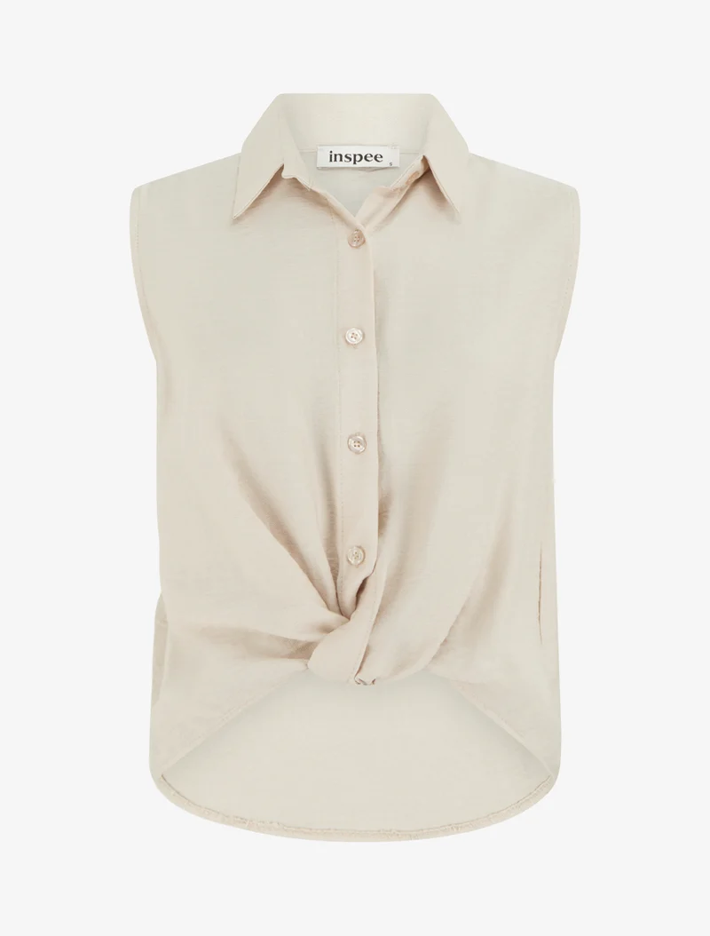 Top fluide effet noué - Beige
