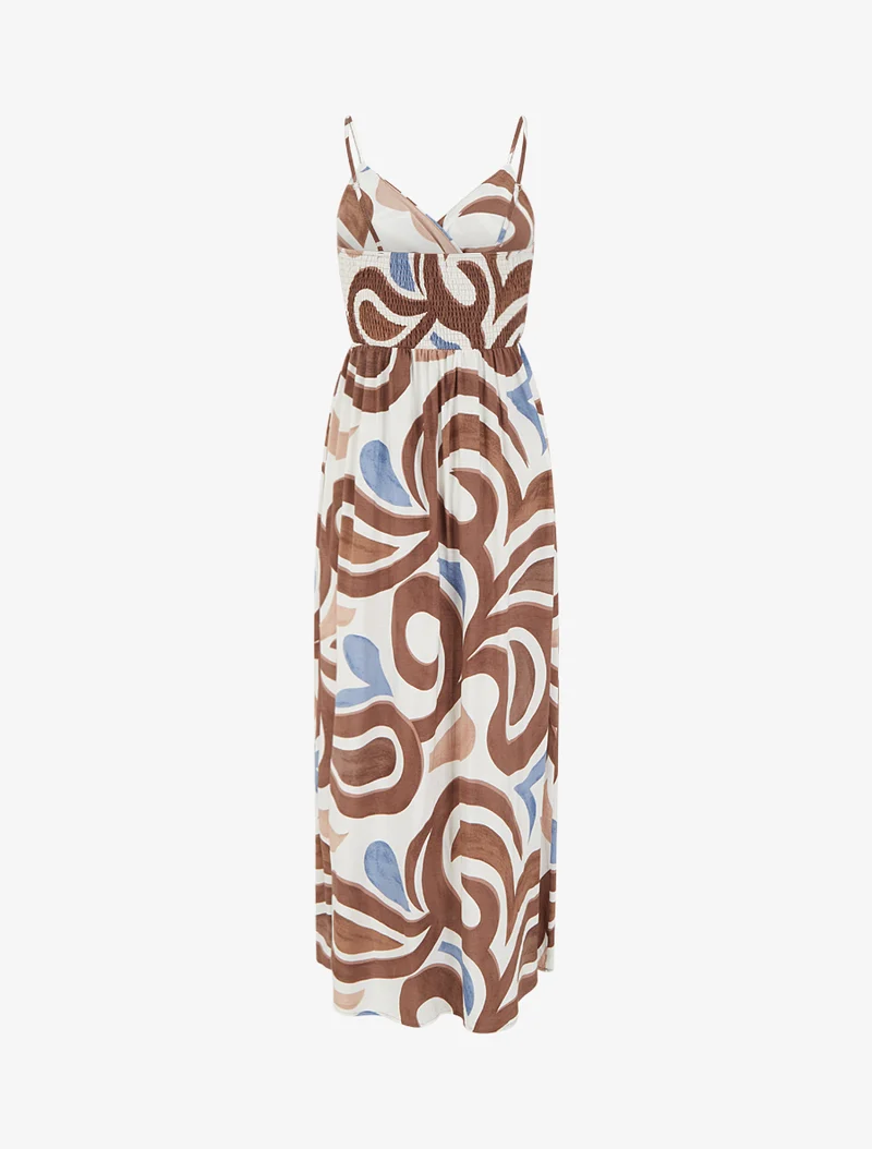 Robe longue imprimé fantaisie - Marron