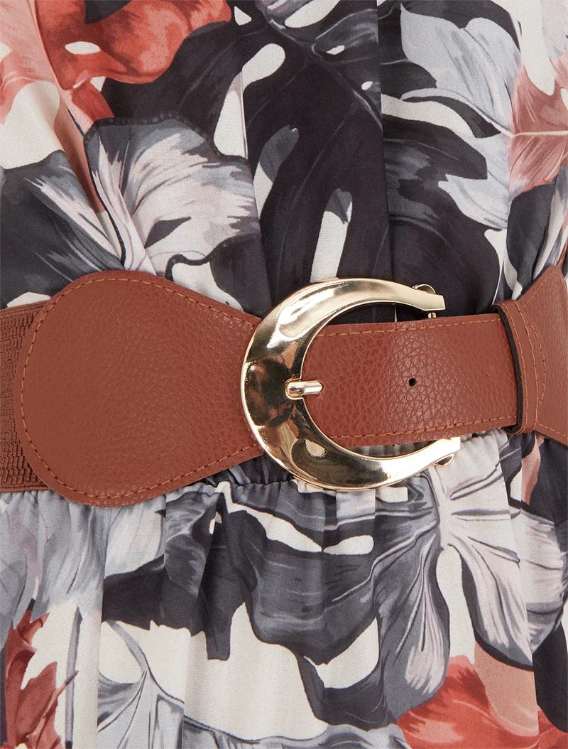 Robe longues sans manches imprimé tropical - Noir