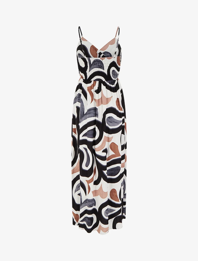 Robe longue imprimé fantaisie - Noir