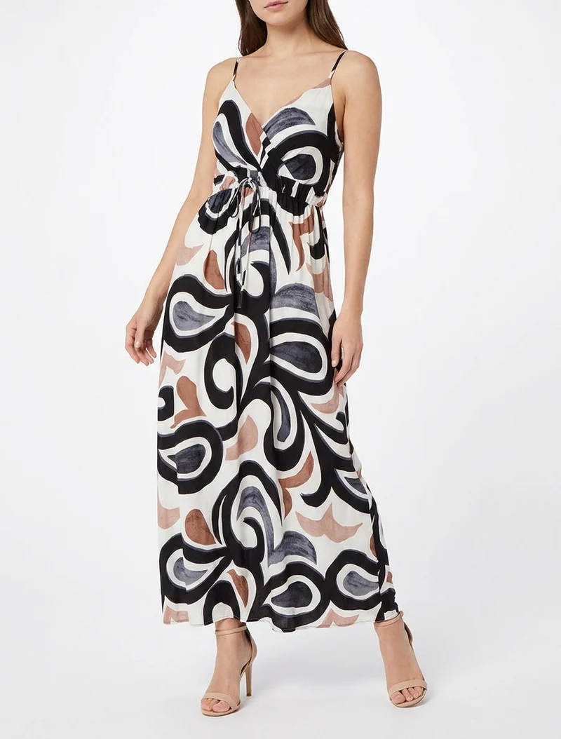 Robe longue imprimé fantaisie - Noir