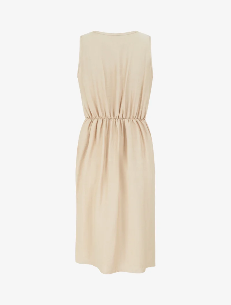 Robe longue unie à chaînette - Beige