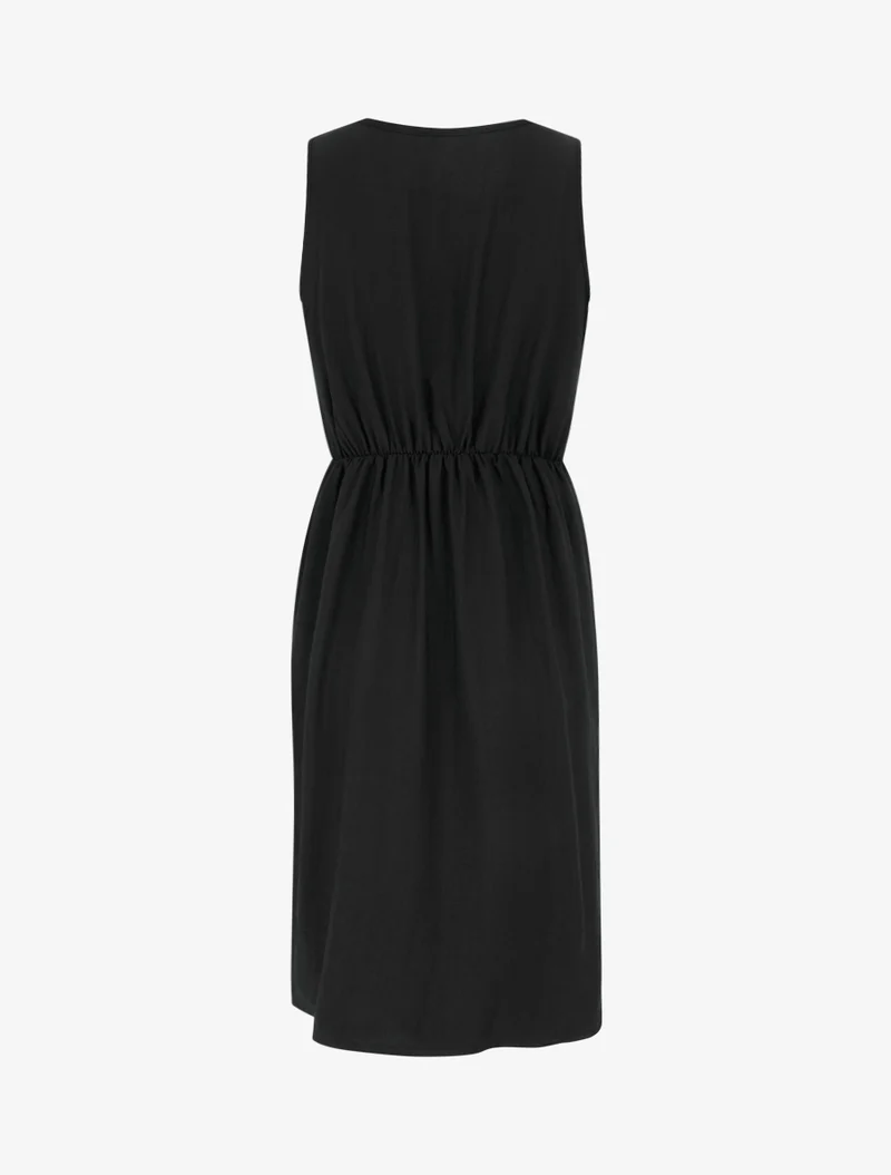 Robe longue unie à chaînette - Noir