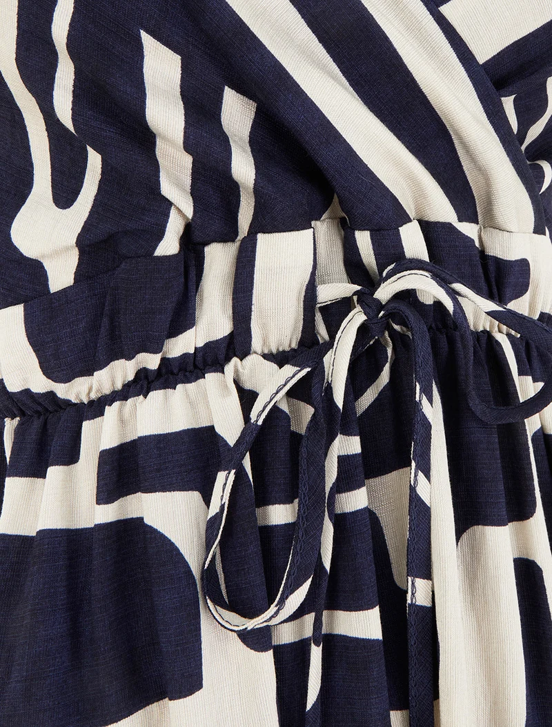 Robe longue imprimé graphique - Marine