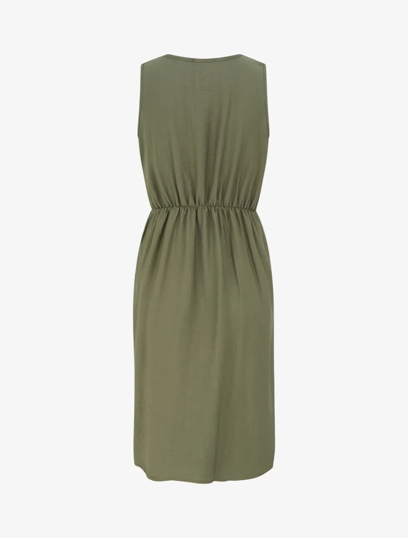 Robe longue unie à chaînette - Kaki