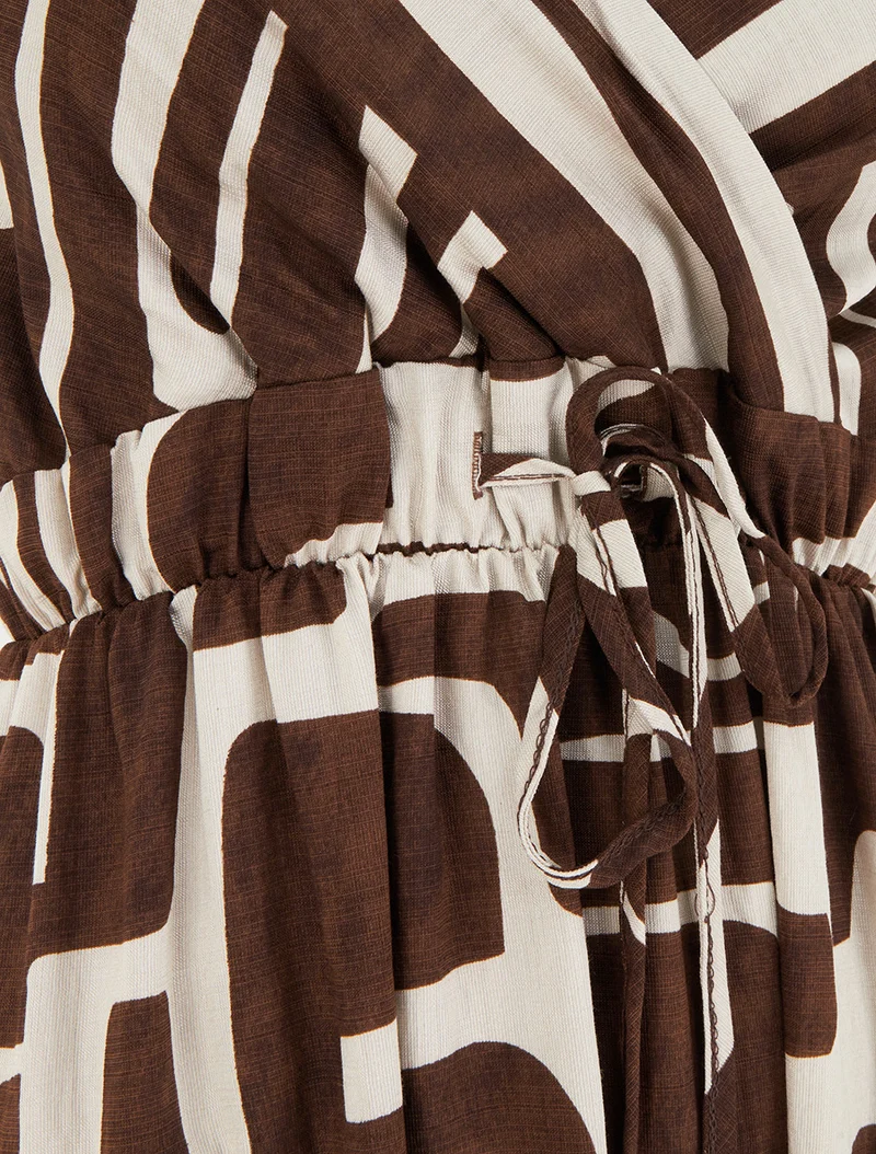 Robe longue imprimé graphique - Marron