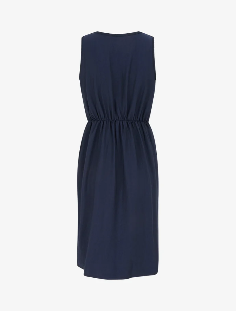 Robe longue unie à chaînette - Marine