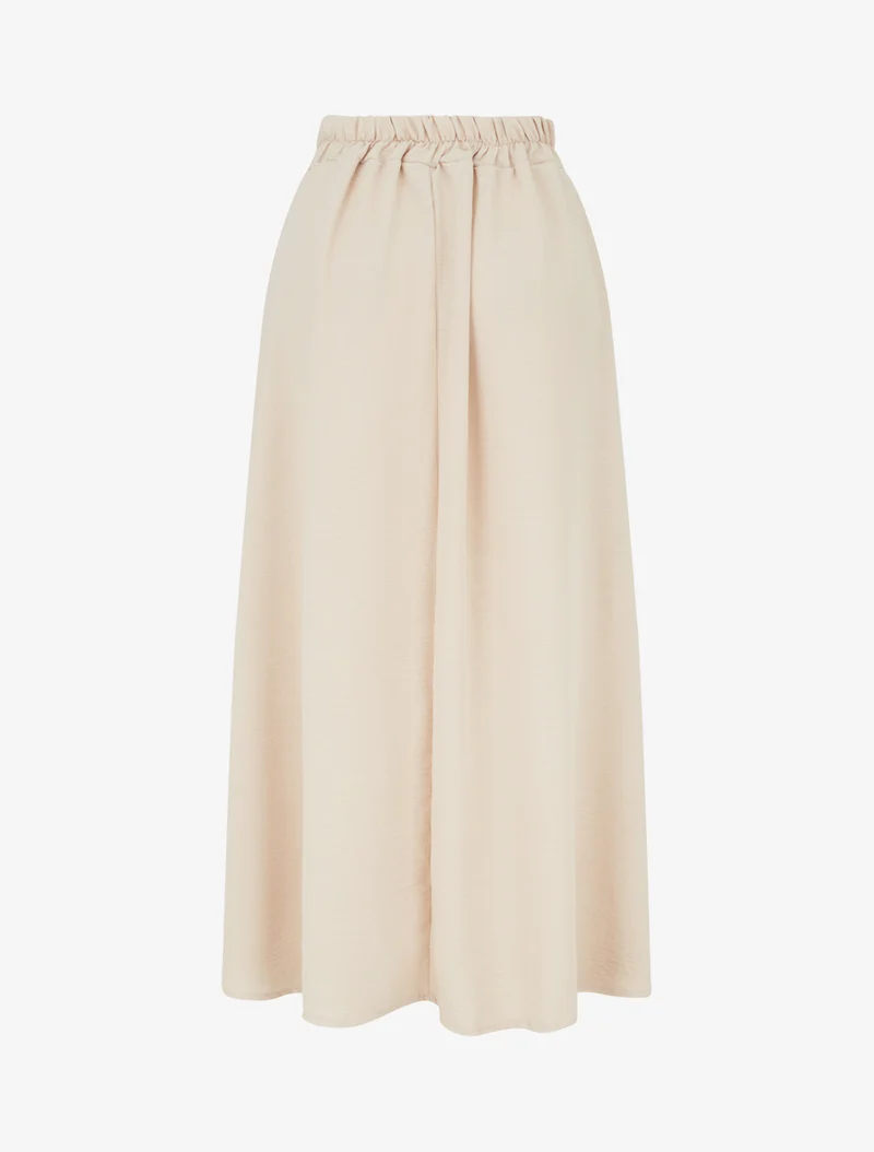 Jupe fluide longue à bande imprimé - Beige