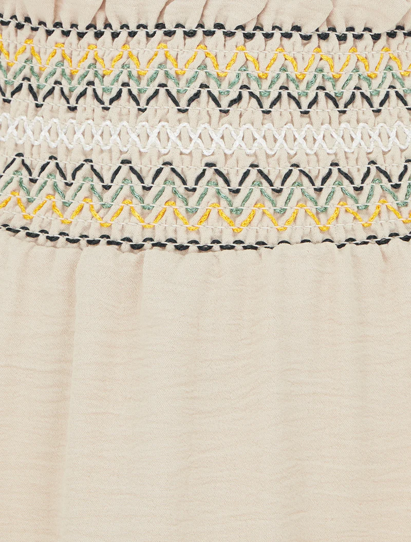 Jupe longue évasée à taille élastiquée - Beige