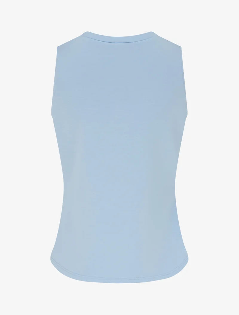 Top uni sans manches à empiècement bijou - Bleu ciel