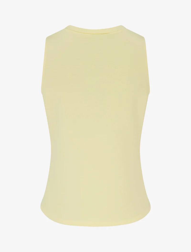 Top uni sans manches à empiècement bijou - Jaune