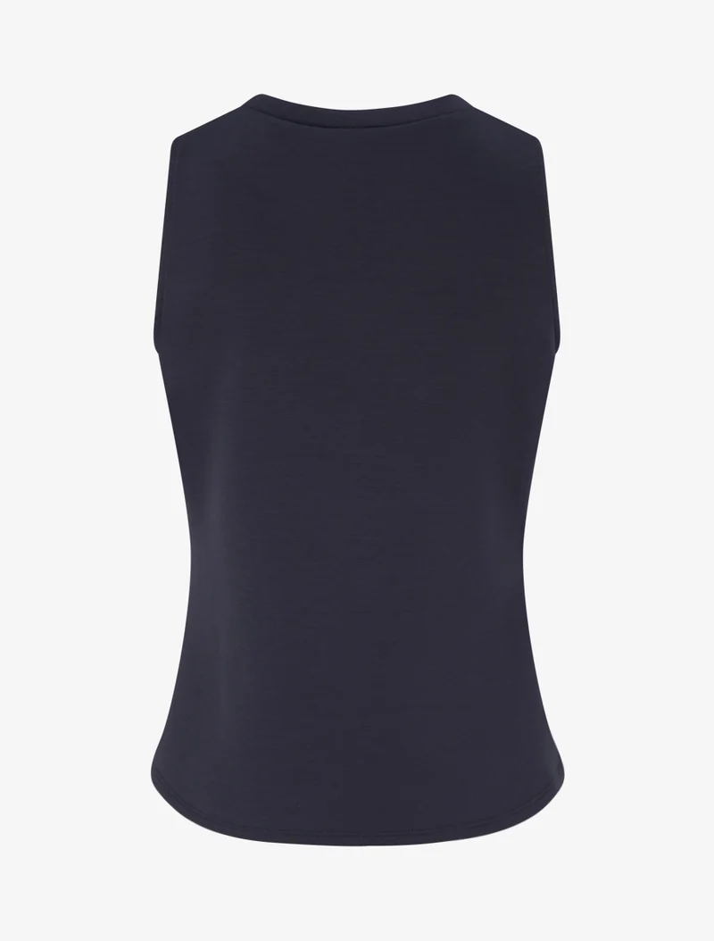 Top uni sans manches à empiècement bijou - Marine