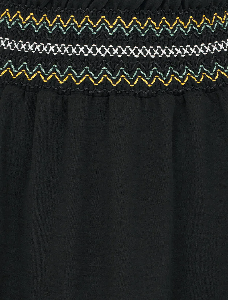 Jupe longue évasée à taille élastiquée - Noir