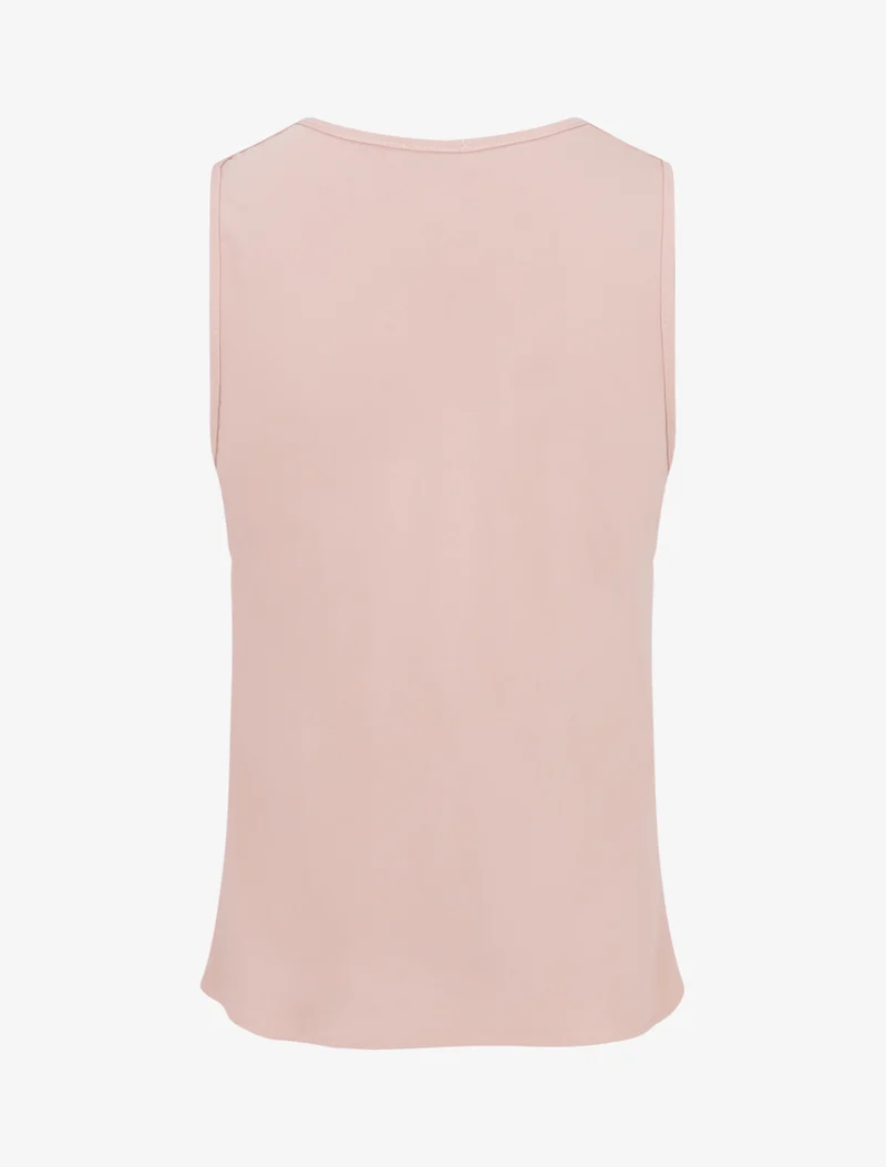 Top sans manches à col bénitier et dentelle - Rose