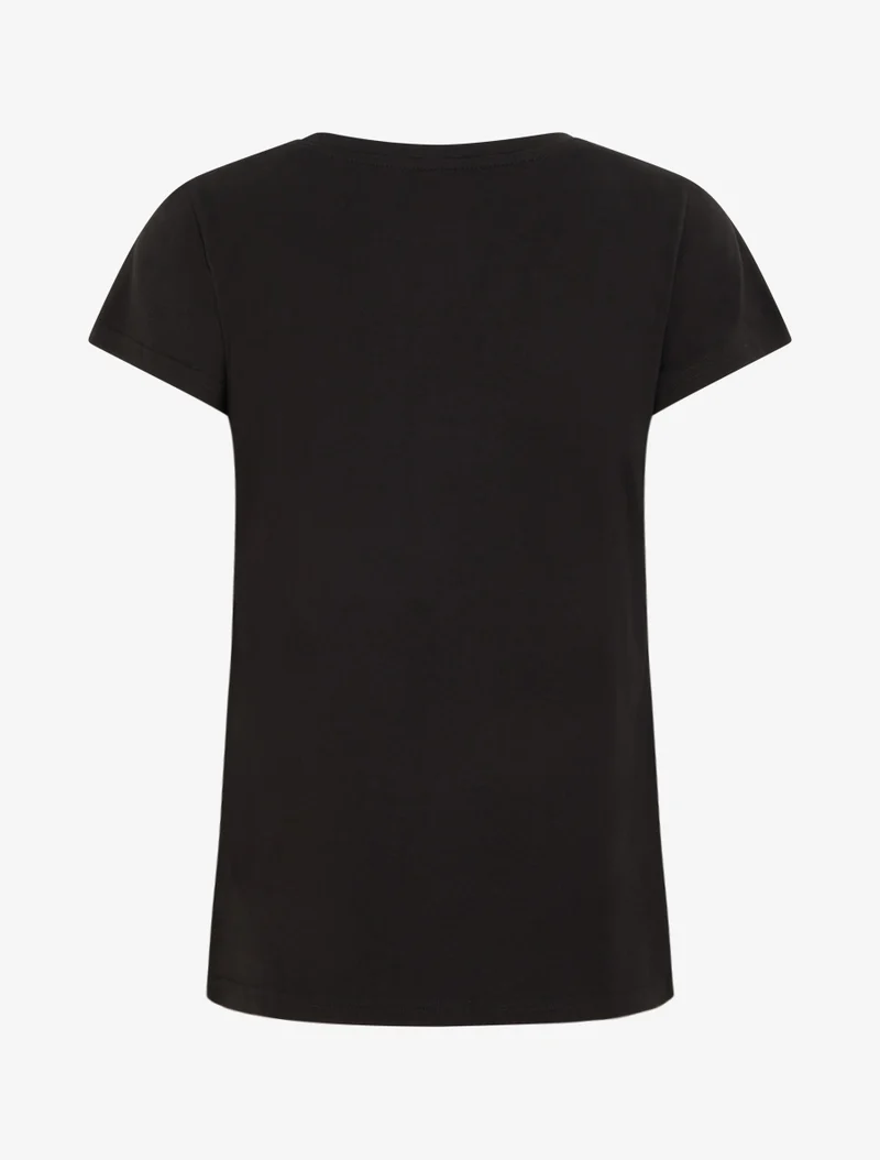 T-shirt à strass et motif stiletto - Noir