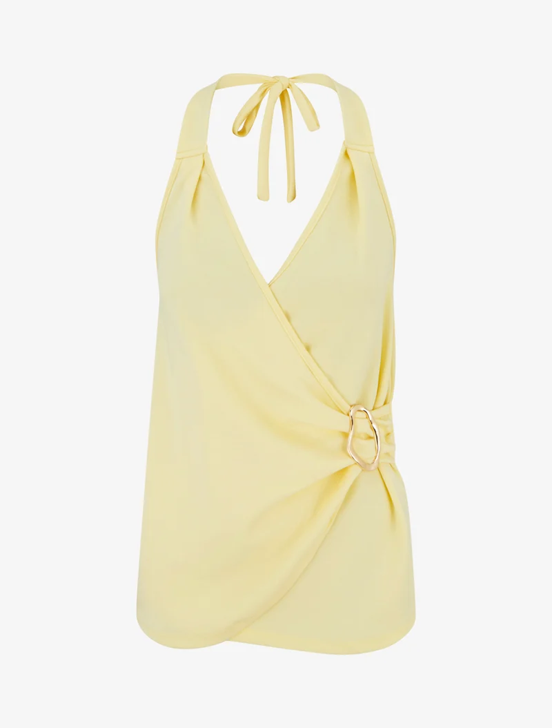Top à dos nu et empiècement bijou - Jaune