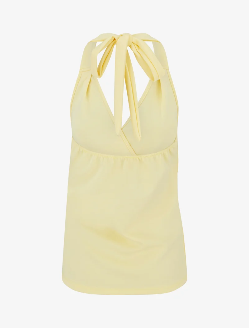 Top à dos nu et empiècement bijou - Jaune