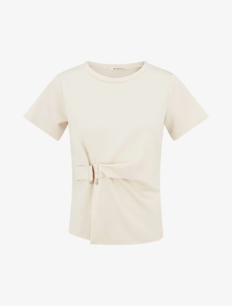 Top manches courtes à boucle - Beige