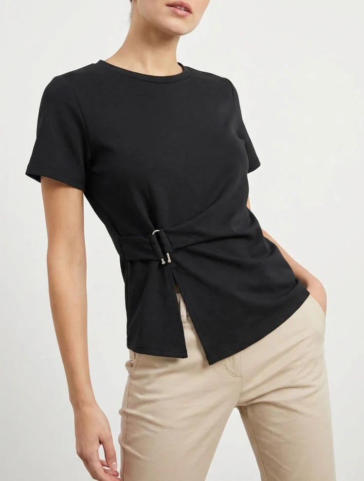 Top manches courtes à boucle - Noir