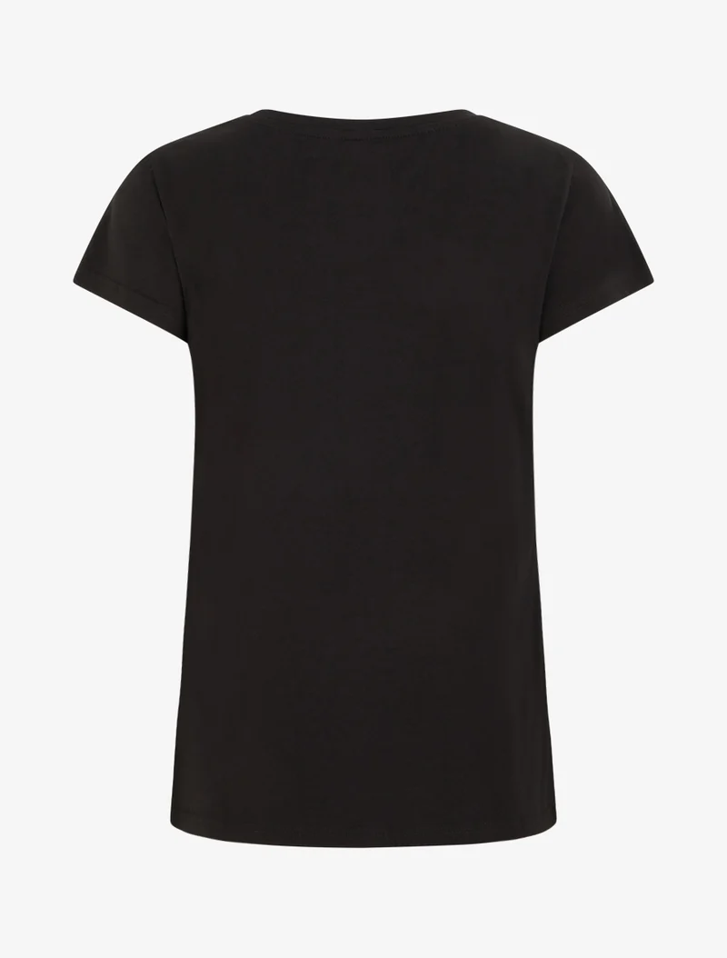 T-shirt à strass et fleurs - Noir