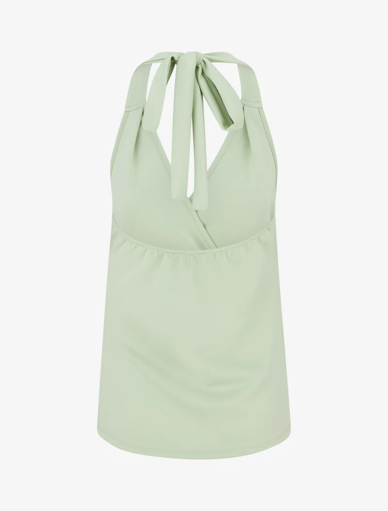 Top à dos nu et empiècement bijou - Vert pomme