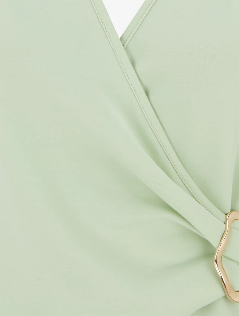 Top à dos nu et empiècement bijou - Vert pomme