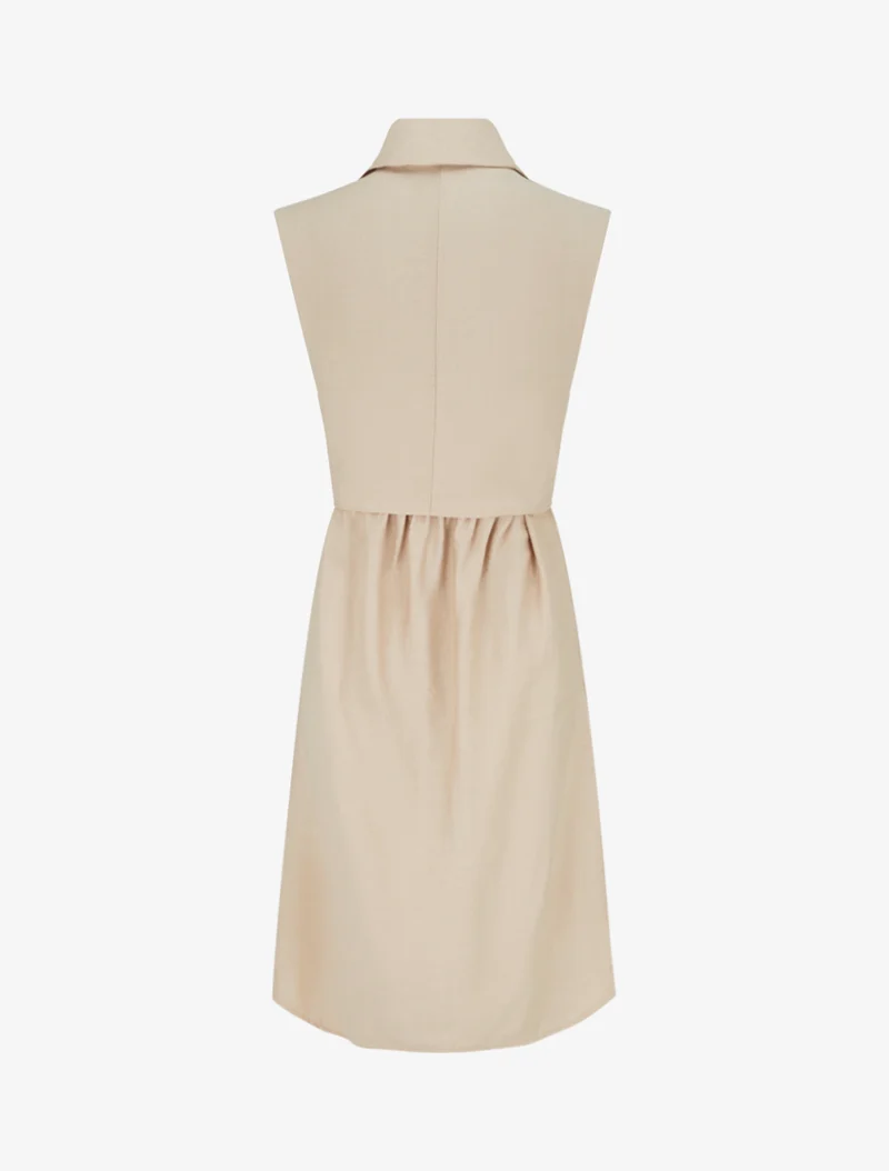 Robe chemise sans manches à liens à nouer - Beige