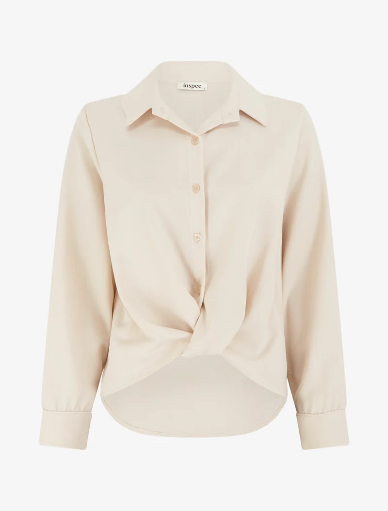 Chemisier noué asymétrique - Beige