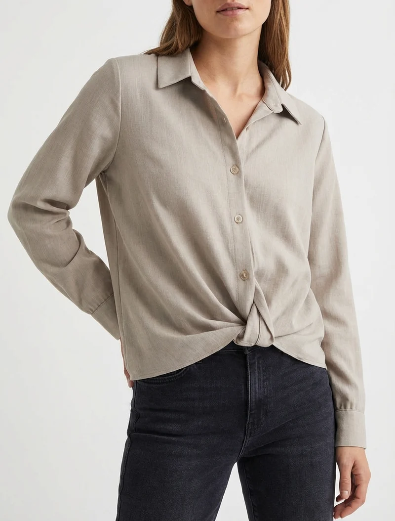 Chemisier noué asymétrique - Taupe