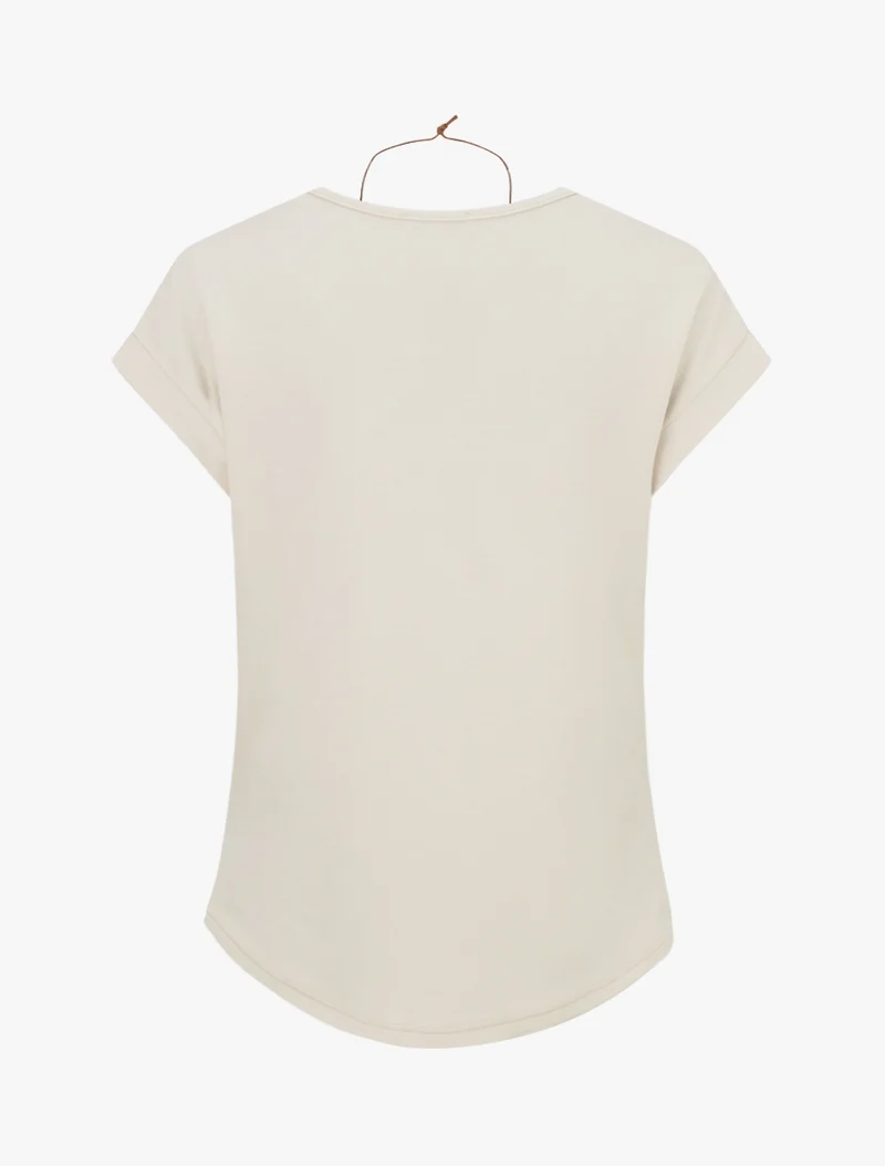 Top manches courtes à col bénitier - Beige clair
