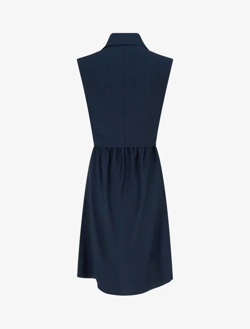 Robe chemise sans manches à liens à nouer - Marine