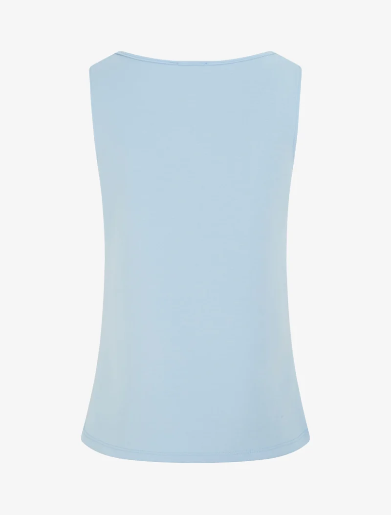 Top sans manches à col bénitier et bijou - Bleu ciel