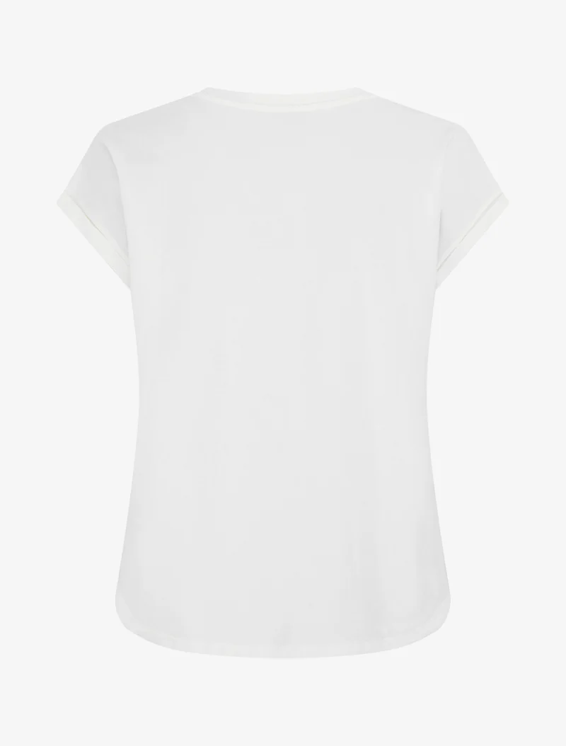 T-shirt floqué et 3 coeurs strassés - Blanc