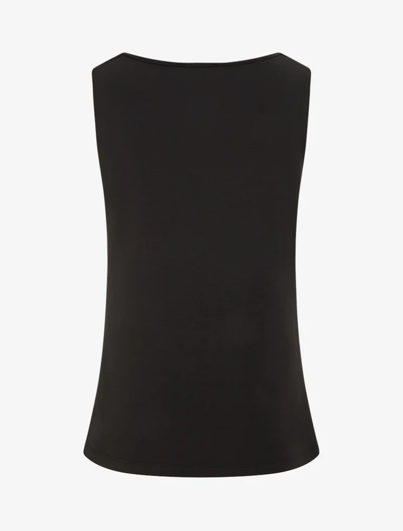 Top sans manches à col bénitier et bijou - Noir