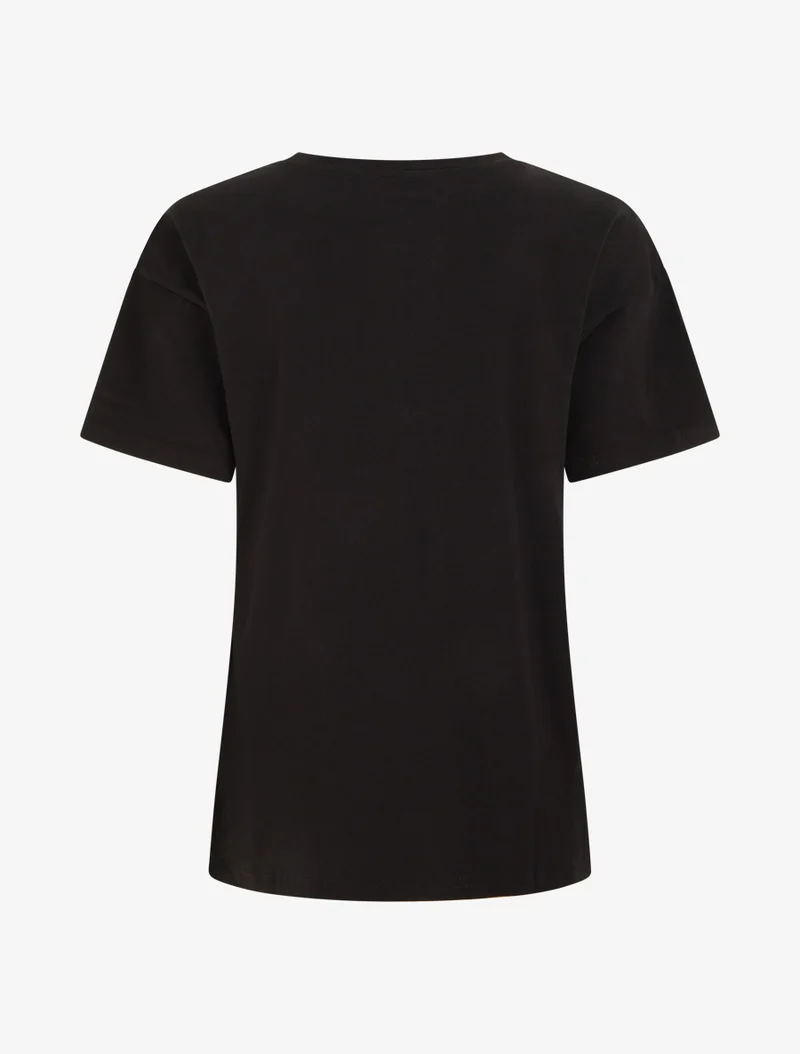 T-shirt imprimé fruits et strass - Noir