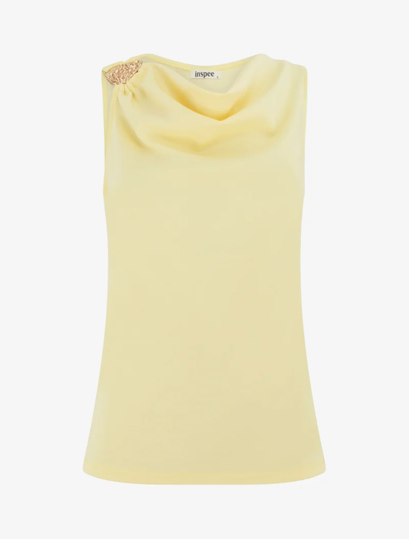 Top sans manches à bijou texturé - Jaune