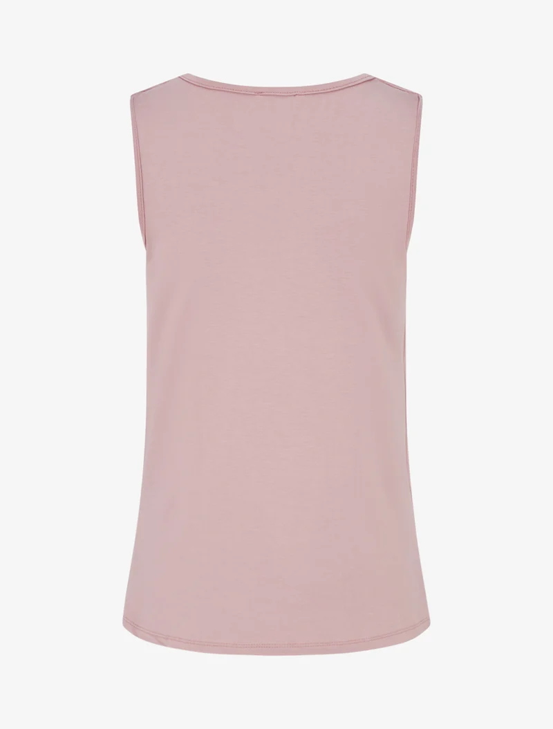 Top sans manches effet superposé à bijou - Rose