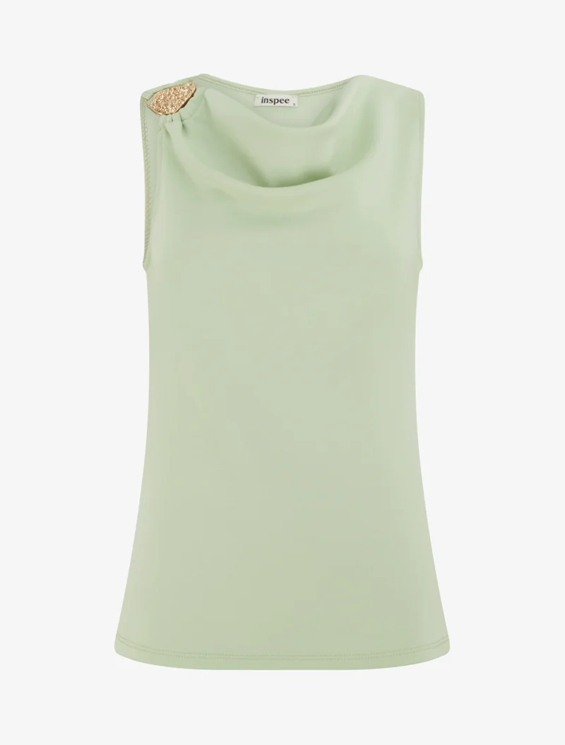 Top sans manches à bijou texturé - Vert amande