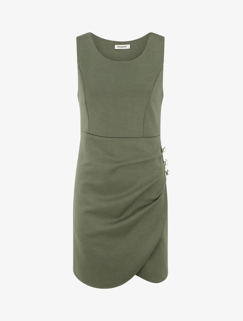 Robe ajustée à boutons décoratifs - Kaki